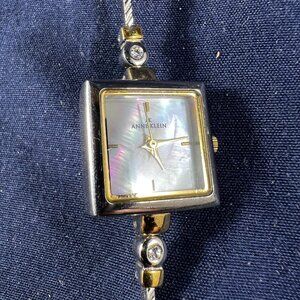Anne Klein Womens Stainless Steel Back Square Watch With Mother-Of-Pearl Dial &